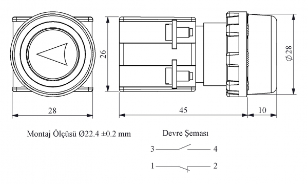 KB Series Plastic 1NO+1NC Spring Etange Зеленый (Arrow) Sign Marked 22 mm Control Unit