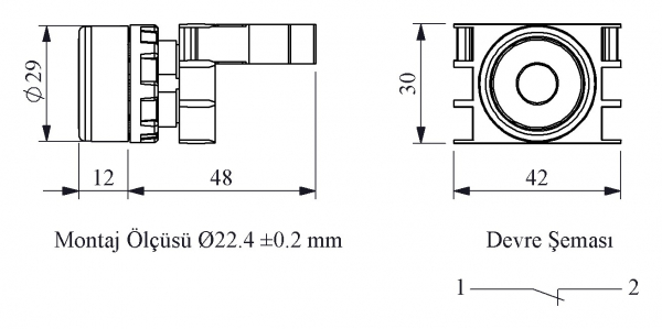 B Series Plastic 1NC Spring Flush Черный (0) Marked 22 mm Control Unit