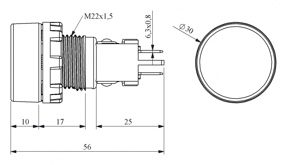 S Series Plastic with Ba9S Lampholder Синий 22 mm Pilot