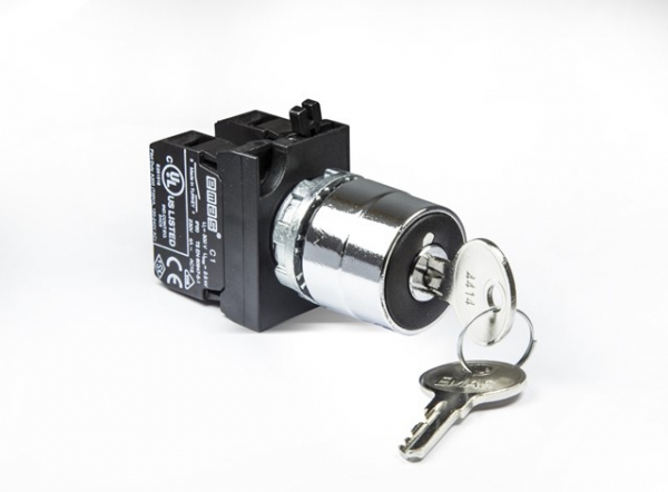 CM Series Metal 2NO (0-I) 60° Key Operated Stay Put Key Removal at 0 position 22 mm Cont