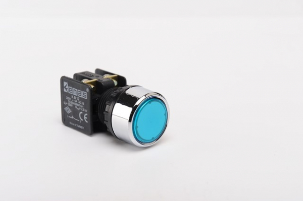Кнопка круглая без фиксации, синяя (1Н3), KB12DM