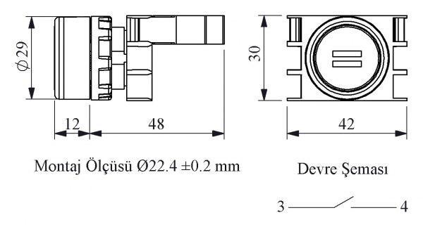 B Series Plastic 1NO Spring Flush Зеленый (II) Marked 22 mm Control Unit