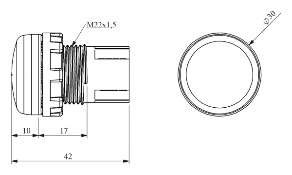 S Series Plastic with LED 24V AC/DC Желтый 22 mm Pilot