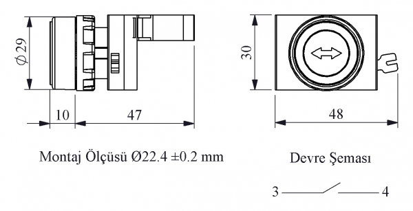 CM Series Metal 1NO Spring Flush Белый Double Way (Arrow) Sign Marked 22 mm Control Unit