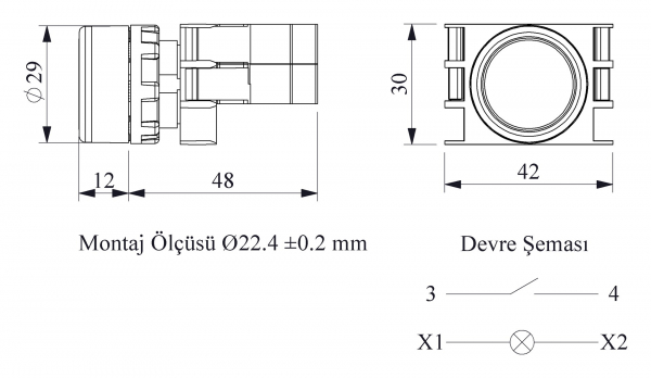Кнопка нажимная круглая с подсветкой-светодиод 100-230V AC белая (1НО), B1B0DB
