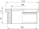 Переходник пластиковый DR 50M/20M ; Внеш. М50 ; Внутр. М20