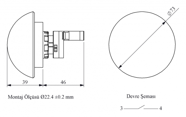 CP Series Plastic 1NO Spring 72 mm Mushroom Красный 22 mm Control Unit