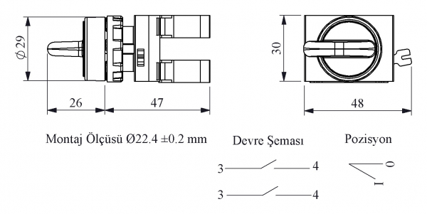 Переключатель 0-1 с фиксацией (2НО), CP101S20