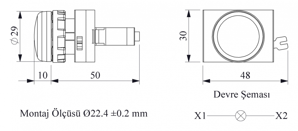 Светосигнальная арматура 110V AC/DC, красная CP0D0XK
