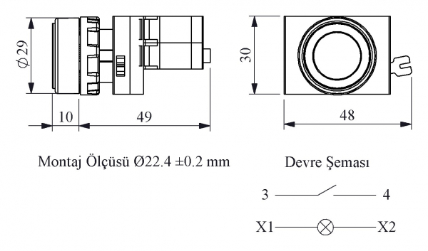 Кнопка нажимная круглая с подсветкой-светодиод 100-230V AC зеленная (1НО), CP1Y0DY