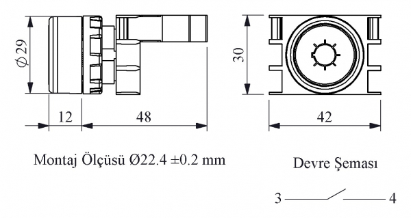 B Series Plastic 1NO Spring Flush Белый (Light) Sign Marked 22 mm Control Unit