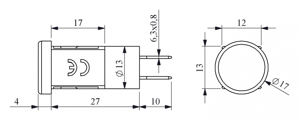 S Series Plastic 12V AC/DC Синий 14 mm Pilot