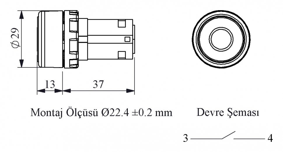 MB Series Plastic 1NO Spring Flush Белый Vertical (Arrow) Sign Marked 22 mm Control Unit