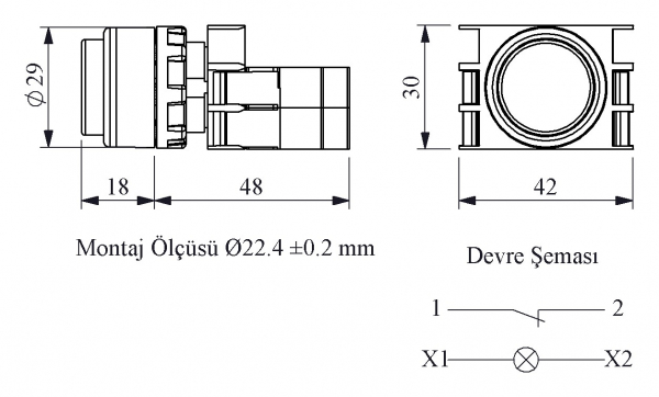 B Series Plastic with Ba9S Lampholder 1NC Spring Extended Красный 22 mm Control Unit