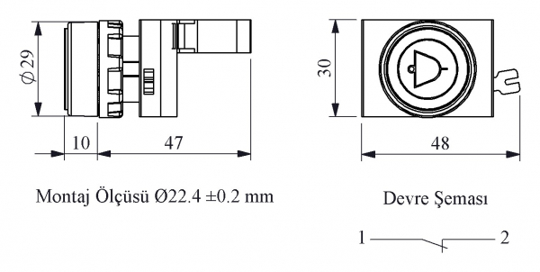 CM Series Metal 1NC Spring Flush Желтый (Bell) Sign Marked 22 mm Control Unit