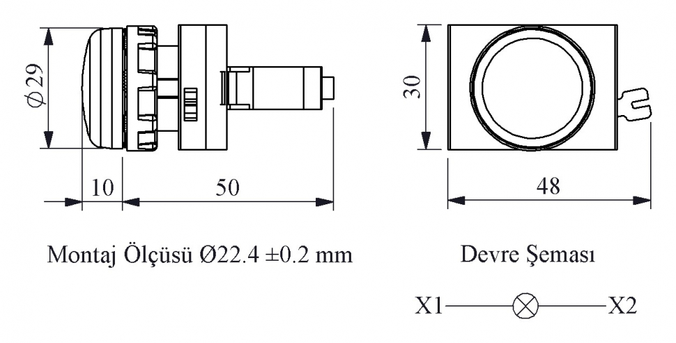 Светосигнальная арматура 220V DC, желтая CM0R0XS