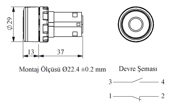 MB Series Plastic 1NO+1NC Spring Flush Белый Vertical (Arrow) Sign Marked 22 mm Control