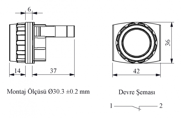 Кнопка круглая без фиксации, белая (1Н3), H200DB
