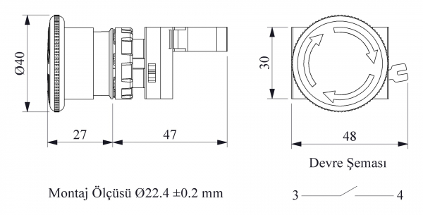 CM Series Metal 1NO Emergency 40 mm Turn to Release Красный 22 mm Control Unit