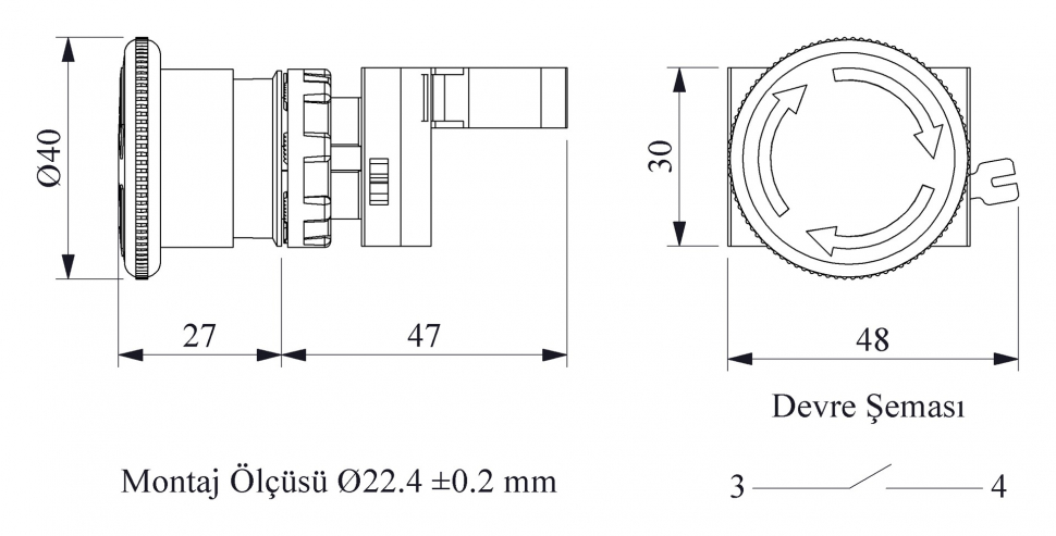 CM Series Metal 1NO Emergency 40 mm Turn to Release Красный 22 mm Control Unit