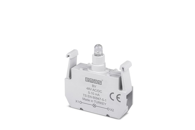 Блок-контакт подсветки с красным светодиодом 48V AC/DC, BV