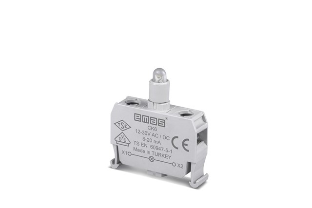 Блок-контакт подсветки с красным светодиодом 12-30V AC/DC, CK6